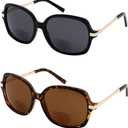Yogo Vision Bifocal Reading Sunglasses for Women UV400 Sun Protection Outdoor Stylish Square Frame Reader Eyewear (Black and Brown With Metal Temples)