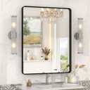 VANLIO 22x30 Inch Black Metal Framed Mirror for Bathroom, Matte Black Vanity Mirror, Rounded Rectangle Bathroom Mirror, Anti-Rust, Shatterproof (Horizontal/Vertical) 30"L x 22"W, Black