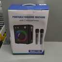 Karaoke Machine with 2 Wireless Microphones, Portable Bluetooth Speaker for Adults Kids, PA Systems Support TWS Echo Adjust TF USB AUX for Home Party Outdoor Travel (T03-2 MICS)