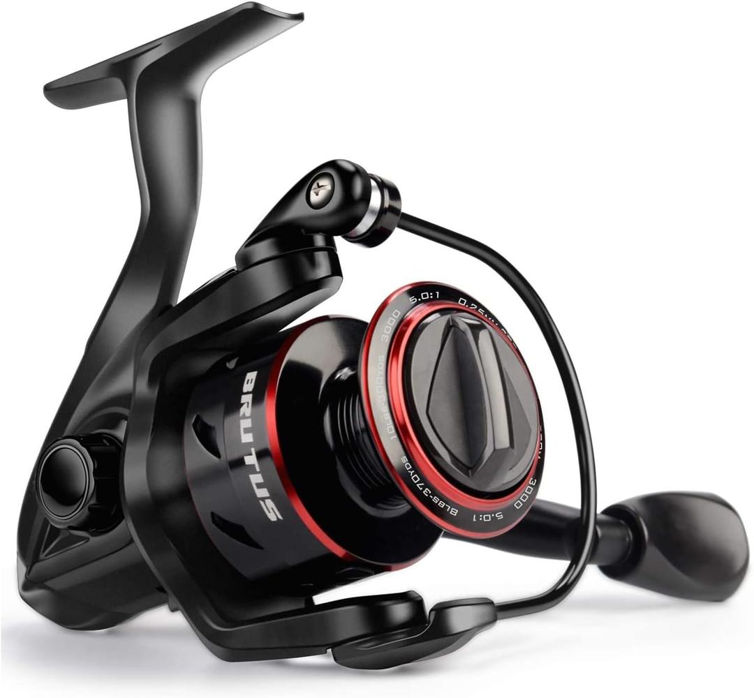 KastKing Brutus Spinning Fishing Reels, 5.2:1 Gear Ratio,Lightweight
Max Drag: 18.6 lb, 4+1 BB, 6.5-13.1 oz, Graphite Frame,CNC Aluminum Spool, 500-5000 Sizes Ideal for Freshwater