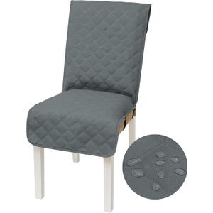 Yonus Waterproof Dining Chair Cover Office Chair Cover Water Resistant Dining Room Chair Cover Kitchen Chair Slipcover Computer Chair Cover with Anti-Slip Buckle (Grey, 1PCS)