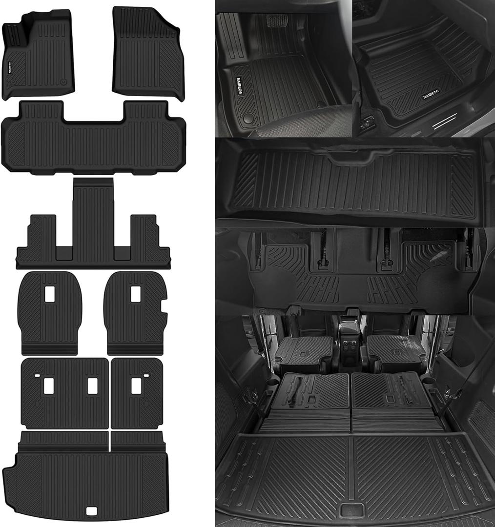 Naibeve Floor Mats for 2018-2023 Chevrolet Traverse 7 Seats Bucket Seats (for 2024 Traverse Limited)-for Chevy Traverse Cargo Mat 2nd Row Backrest Mats & 3rd Row Backrest Mats