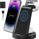 3 in 1 Charging Station for Apple Device, Wireless Charger for iPhone 16e 16 15 14 13 12 11 Pro Max & Apple Watch iwatch- Charging Stand Dock for AirPods (Black)