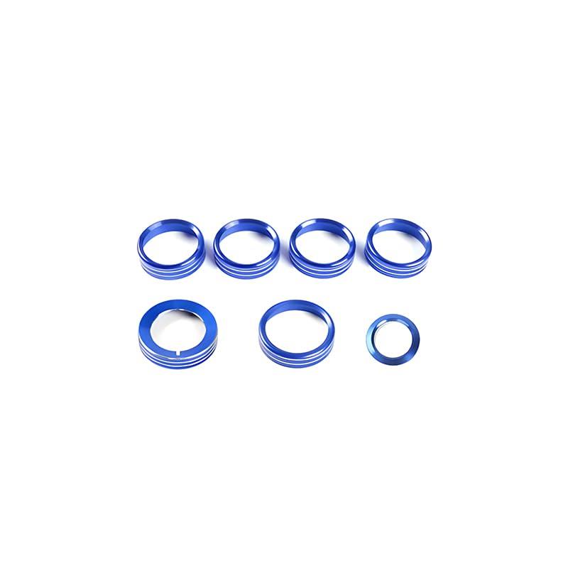ERIDANUS Auto Accessories Fit for Ford F150 2015+Air Conditioner Switch & 4WD & Headlight Knob Button Trim & One-Button Start Switch (Blue for High Configuration) Aluminum Alloy 7PCS