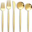 NOCCUR 40-Piece Gold Silverware Set for 8 - Stainless Steel Gold Flatware Set Include Knives, Spoons and Forks for Home/Party/Thanksgiving