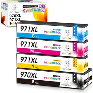 Miss Deer 970XL 971XL Ink Cartridges High Yield, Replacement for HP 970 971 970XL 971XL Work for Officejet Pro X476dw X576dw X451dw X551dw X451dn X476dn Printer (Black, Cyan, Magenta, Yellow)