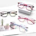 Progressive Multifocal Reading Glasses,4 Pack Blue Light Blocking for Women Spring Hinge Pattern Print Eyeglasses