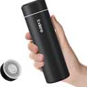 UpgradedExllena Small Insulated Water Bottle 12 oz/350ml Mini Insulated Water Bottle for Hot & Cold Drinks, Perfect Small Water Bottle for Travel, Purse...(Black) (11.8 Ounces)