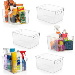 ClearSpace Clear Plastic Storage Bins Pantry Organizers & Storage Containers, Cabinet Organizer - Home Organization Must Haves for Kitchen, Laundry Room, Office, Closet, Garage & Freezer (6 pack)