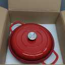 3 Quart Enameled Cast Iron Braiser, Non Stick Enameled Cast Iron Skillet with Lid, Dutch Oven Skillet with lid up to 500F for Oven, Stove, Grill, Shallow Dutch Oven for Cook, Bake (Red)