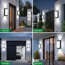 24W Outdoor Porch Lights Exterior Lighting Fixtures Wall Mount Rectangular Modern Patio Sconces 3000LM 6000K Aluminum Black IP65 for Garage House Front Door Entryway