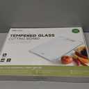 Tempered Glass Cutting Board Set, Large 12x16 Glass Cutting Board for Kitchen with 4 Non-Slip Feet, Heat & Shatter Resistant, Dishwasher Safe, Includes Bonus Sponge & Cloth,Perfect Kitchen Gift-Black