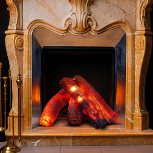 Tuanse 4 Pcs 8.7 in Flameless Fake Fire Log Light Realistic Fireflame Camping Decoration Flameless LED Light Gas Logs for Indoor/Outdoor Gas Fire Pits, Fireplace Home Winter Party Decor