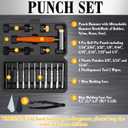 BESTNULE Upgrade Roll Pin Punch Set, Punch Set with Replaceable Face Hammer, Punch Tools, Made of Solid Material, Ideal for Maintenance (With Bench Block and Pivot Pin Tool)