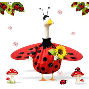 Spring Porch Goose Outfit for 20-23 Inch Concrete Goose Clothes, Ladybug Porch Goose Costume Funny Cement Plastic Goose Statue for Garden Yard Patio Art DecorBees and Ladybugs are Optional