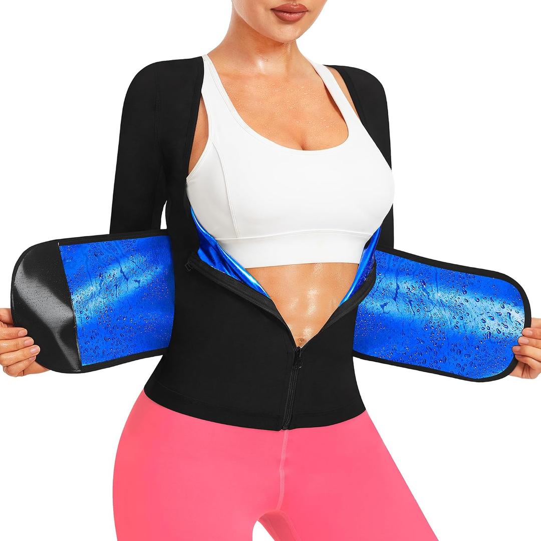 Sauna Shirt for Women Sauna Waist Trainer for Women Weight Loss Sauna Suit Workout Sauna Vest Zipper Body Shaper, XL