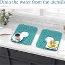 Silicone Sink Protector for Kitchen Bathroom Sink, 2 Pack 13.58"x 11.6" Heat-resistant Mat, Non-Slip and Durable Silicone Protectors, Center Drain (Green)