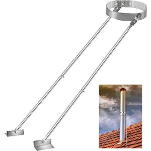 Diameter Stove Pipe Stainless Steel Roof Bracket Support Kit Adjustable Extended Roof Brace 6"-14" Diameter Stove Pipe,Silver Chimney Stove Pipe Support Provide Stability Against Wind & Snow