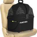 PAWZIDEA Portable Small Dog Crate for Car Travel, Enclosed Pet Car Seat for Small/Medium Dogs & Cats up 33 lb, Reversible No-Zip Canopy, Soft-Sided Pet Carrier Basket, Foldable Dog Kennel, Metal Frame