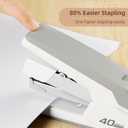 Deli Effortless Desktop Stapler, Heavy Duty Stapler, 40-50 Sheet Capacity, One Finger, No Effort, Includes Staples & Staple Remover, White