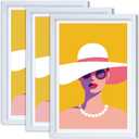 12x18 Poster Frame 3 Pack, Made of Solid Wood with Plexiglass, Display Pictures 11x17 with Mat or 12x18 Without Mat for Wall Mounting Display, Photo Frames Collage for Wall Decor, White
