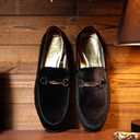 COSIDRAM Mens Dress Shoes Loafers Business Classic Suede Luxury Copper Chain Party Wedding Moccasins for Male, 13, A/Black