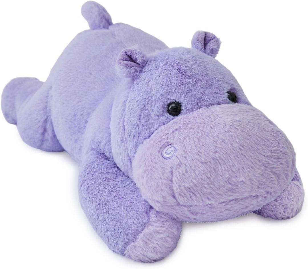 Ecolley Weighted Stuffed Animals Weighted Plush Hippo Stuffed Animals Hippo Toy Kids' Plush Toy Pillows Big Large Giant Plushies Purple Gift (20" 4 lbs), 20"x11"x7.5"
