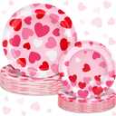 40Pcs Valentine's Day Paper Plates Heart Party Plates Disposable Dinner Dessert Plate for Holiday Wedding Anniversary Birthday Party Supplies