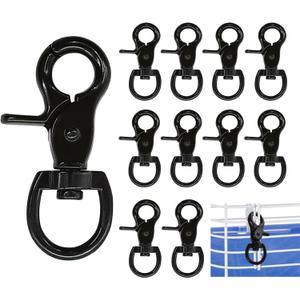 10PCS Trigger Snap Hooks 2.32'' x 0.82'' Zinc Alloy Black Swivel Snap Hooks Heavy Duty Metal Lanyard Clips Hardware for Dog Leash Purse Bag Clips Cages (10)