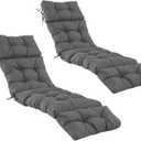 2 Pcs Chaise Lounge Cushions Outdoor, Waterproof & Fade Resistant Patio Lounge Chair Cushions for Outdoor Furniture, Chaise Cushion with Ties for Pool, Lawn and Beach, 75.1x22.8x4.7 Inch, Dark Grey