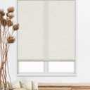 Persilux Free-Stop Cordless Roller Shades for Window Shades Natural Woven Linen Fabric Light Filtering Roller Blinds UV Protection Privacy Window Treatment for Home, Patio (12"W x 48"H, Linen Beige)