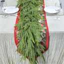 2 PCS 9 FT Artificial Norfolk Pine Garland, Real Touch Christmas Garland, Faux Winter Pine Garland for Fireplace Mantle Table Wall Stair Indoor Outdoor Xmas Holiday Christmas Decorations