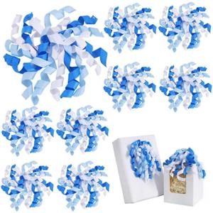 TONIFUL 8 Pack Blue White Curly Ribbon Bows 4.5 Inch Grosgrain Gift Wrap Bows for Gift Wrapping, Treat Bags, Wine Bottle Decor, Christmas, Valentine, Weddings, BirthdaysBaby Shower Decoration