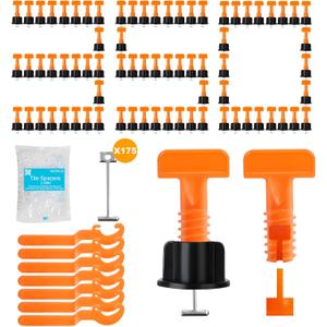 DGSL 350PCS Tile Leveling System Kit, 1/16 Inch Reusable Tile Spacers Leveling System, 7 Wrenches and 175 Steel Wedges 1800PCS Tile Levelers Clips for Walls and Floors Installation