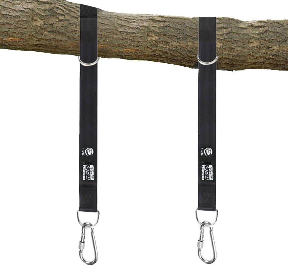 Tree Swing Hanging Strap Kit - 5ft Outdoor Suspension Straps with Stainless Carabiners, 2200lbs Capacity for Baby, Garden, Toddler Swing in Black