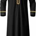 Muslim Clothes For Men Islamic Clothing Umrah Arabic Thobe Kaftan (Black, XXXL)