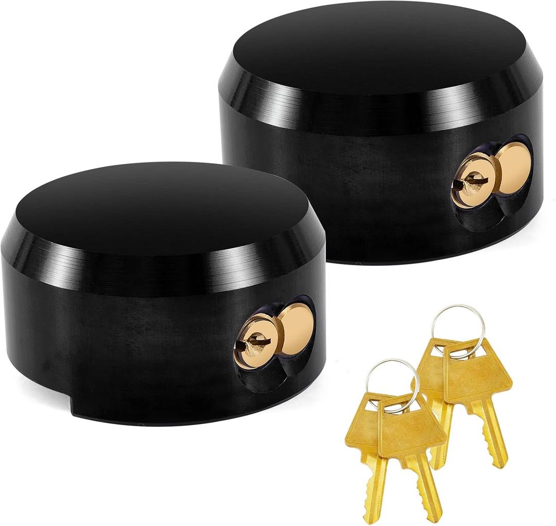 2 Pack Puck Lock for Trailers Keyed Alike, 6061 Solid Aluminum Trailer Door Locks Hockey Puck Locks, Reinforced Hidden Shackle Padlocks for Trailers Trucks Vans Shed Gates w/4 Keys