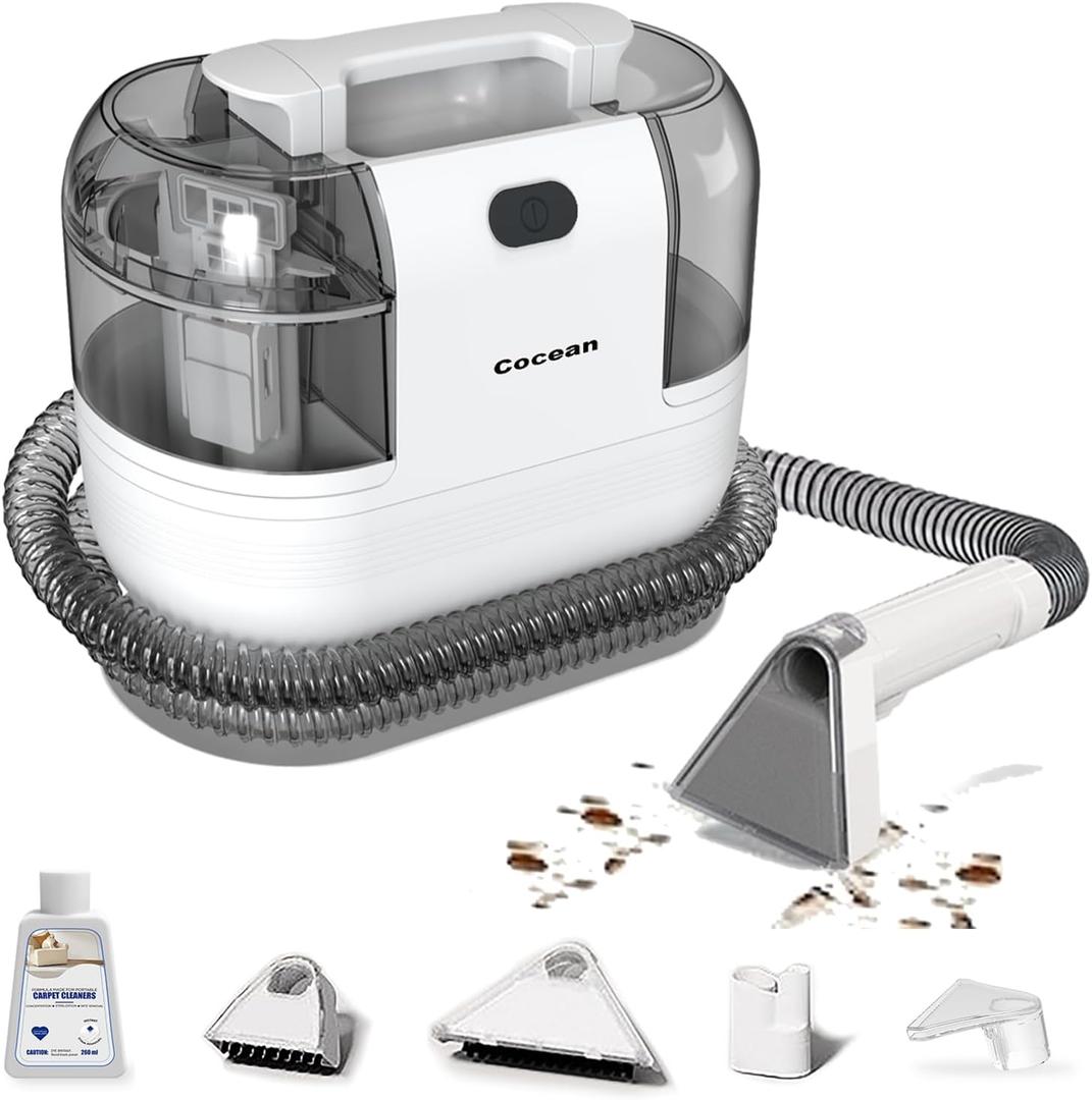 COCEAN Portable Carpet and Upholstery Cleaner, Carpet Cleaner Machine Powerful Suction Spot Cleaning