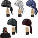 Elastic Cycling Sports Cap Skull Caps Bandana Stretch Cooling Headscarf Paisley Cool Helmet Wrap Pirate Scarves Hat (M)