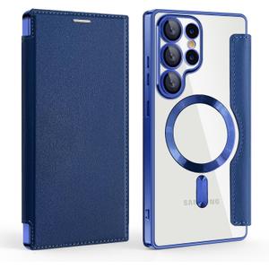 Case for Galaxy S25 Ultra with Card Holder.Business Blue | Shockproof Stylish PU Leather Magnetic Flip Wallet Cover with Card Holder Case for Samsung Galaxy S25 Ultra