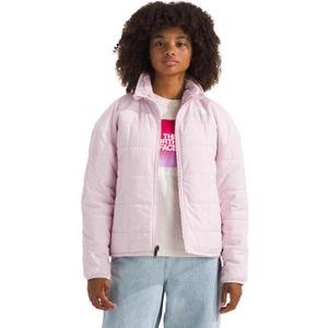 THE NORTH FACE Girls Reversible Shasta Full Zip Jacket | Puffer Coat With Synthetic Insulation, Fleece Lined, Water Repellent (Medium, Pale Blossom)