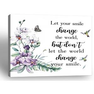 Framed Inspirational Quote Wall Art-Floral Canvas Print Paintings Pictures for Hummingbird and Butterfly Wall Dcor for Bedroom, Living Room, Bathroom, Office Ready to Hang16x24Inch