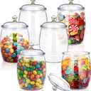 Nuogo 6 Pcs Plastic Candy and Cookie Jar with Lids Decorative Apothecary Jars Candy Buffet Containers Clear Airtight Food Storage Canister Home Decoration(64 oz,Classic)