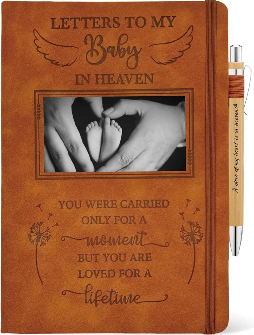 Letters To My Baby in Heaven Journal 200 Pages Notebook A5 Lined with Window in Cover, Miscarriage Gifts, Memorial Sympathy Condolences Grieving Gifts for Loss of Infant Baby