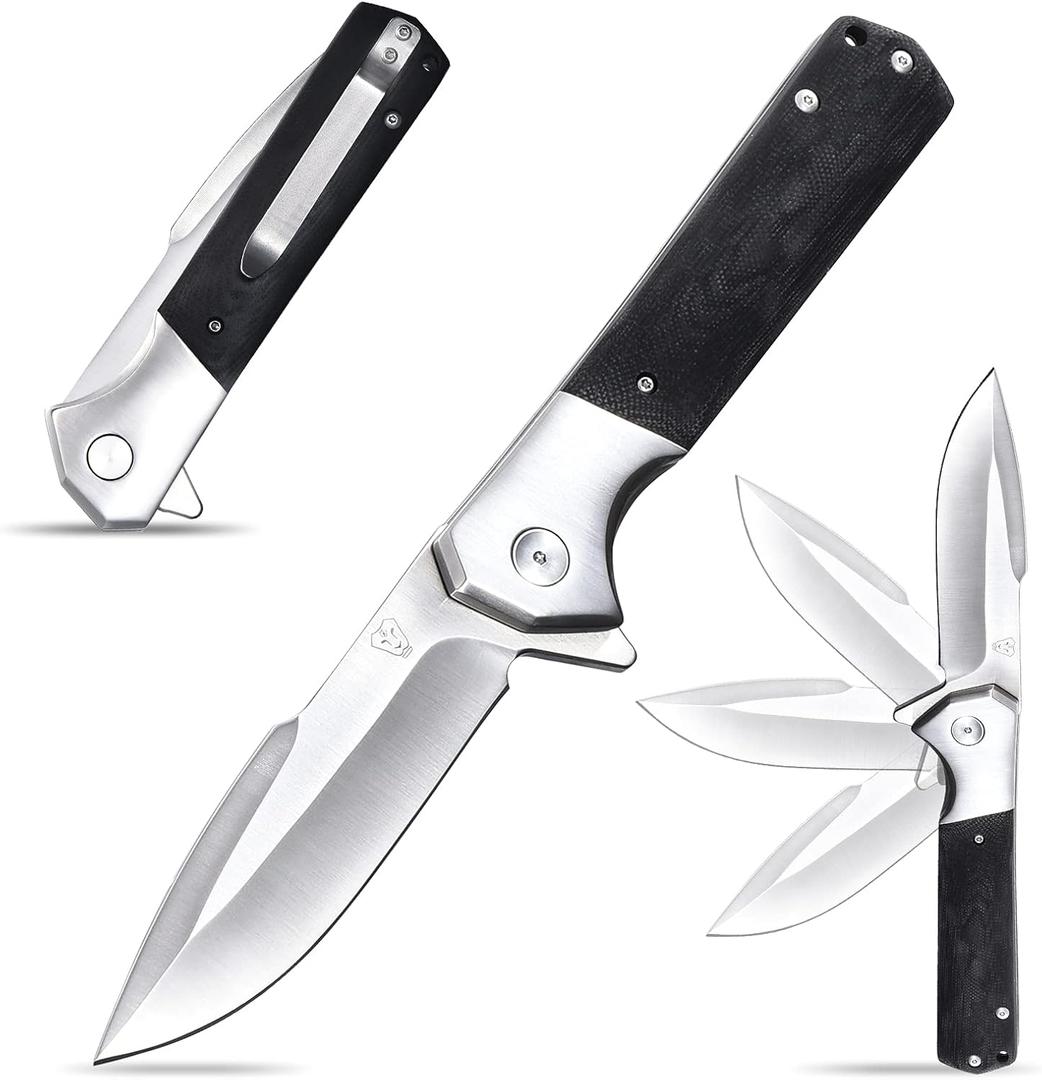 Eafengrow EF6 Folding Knives 5.2 inch Closed Knife 9Cr18Mov Blade Knifes G10 Steel Handle Ball Bearing Outdoor Camping Knife