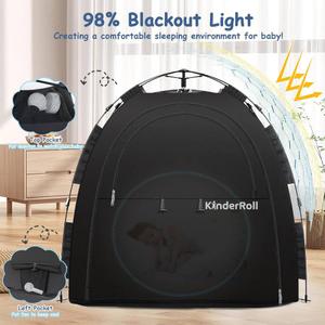 KinderRoll Deluxe Blackout Sleep Tent for Over Bassinet, Pack n' Play