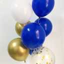 Royal Blue Chrome Gold Balloons - 50Pieces Latex Balloons White Gold Blue confetti for Birthday Wedding Engagement Graduation Anniversary Party Decorations and Supplies