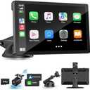 Wireless Carplay Screen for Car with 4K Dash Cam, 9" Portable Carplay & Android Auto, Component Subwoofer, Touchscreen with 1080p Backup Camera, GPS Navigation/Voice Control/BT/Mirror Link/FM