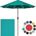 Eurmax USA 10-Year-Non-Fading 10FT Outdoor Patio Market Umbrella with LED Lights,UPF50+ UV Resistant,Heavy Duty Commercial Grade,Crank Lift Design,Windproof Vented Top for Garden,Pool,Deck,Teal
