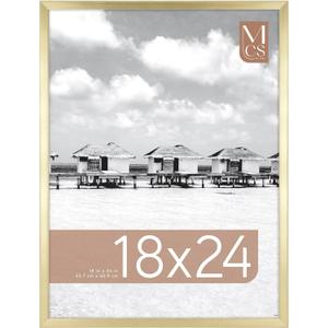 MCS Foundation 18x24 Poster Frame Traditional Brass, Vertical & Horizontal Wall Hanging Large Picture Frame for Photos, Posters & Art Prints (1-Pack)